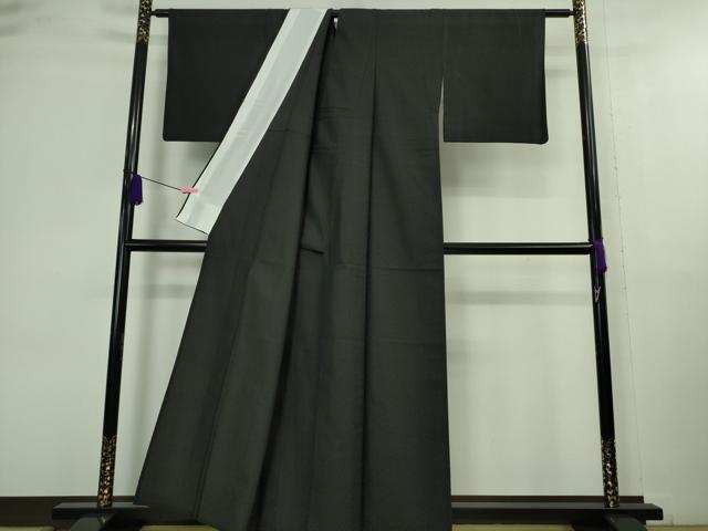 平和屋着物▽極上 お召 単衣 よろけ市松地紋 黒地 逸品 DZAA9837kh5