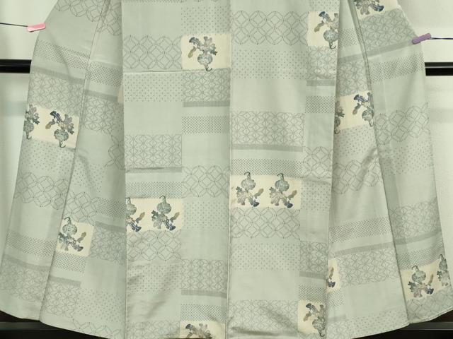 平和屋着物▽極上 伝統工芸士 七代目 吉澤与市 染織工芸館 紬 単衣 成り物 蕪 カブ 証紙付き 逸品 未使用 DZAA9838kh5