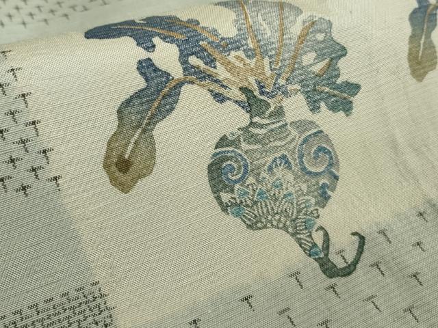 平和屋着物▽極上 伝統工芸士 七代目 吉澤与市 染織工芸館 紬 単衣 成り物 蕪 カブ 証紙付き 逸品 未使用 DZAA9838kh5