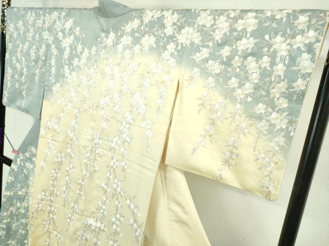 平和屋本店●極上 訪問着 総手刺繍 枝垂れ桜 暈し染め 金糸 逸品 DZAA9851kh5