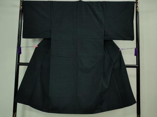 平和屋着物●極上 男性 紬 アンサンブル 色無地 濃藍色 逸品 DZAA9860kh5