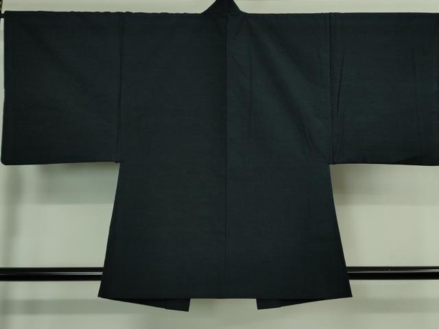 平和屋着物●極上 男性 紬 アンサンブル 色無地 濃藍色 逸品 DZAA9860kh5