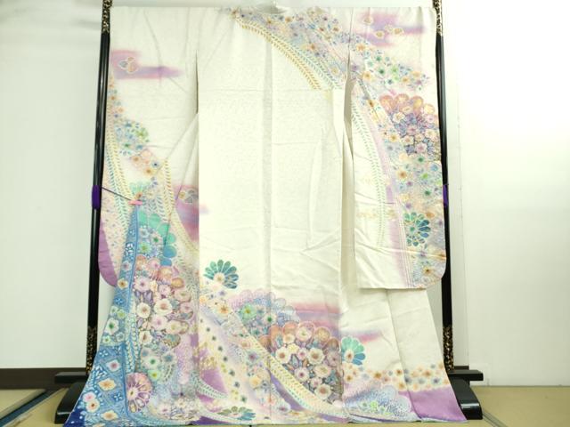 平和屋本店■極上 振袖 辻が花 暈し染め 金銀彩 逸品 DZAA9887kh5