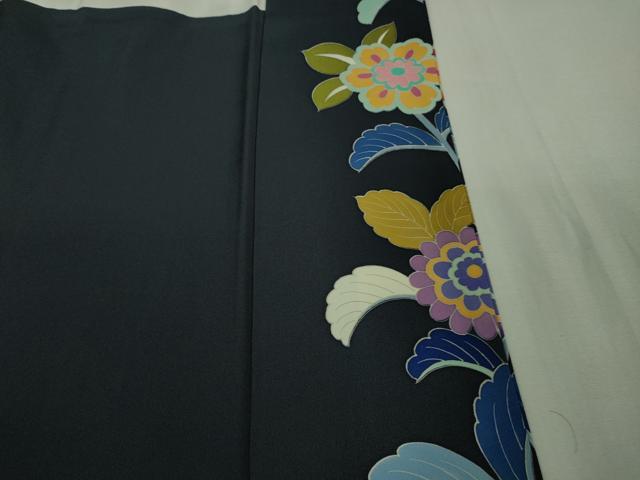 平和屋本店■極上 振袖 友禅 作家物・泰和 松花文 藍鉄色地 逸品 DZAA9893kh5