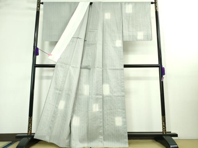 平和屋本店*極上 夏物 十日町 名門青柳謹製 櫛引織 赤城紬 草木染 色紙文 灰青色地 逸品 未使用 DZAA9911kh5