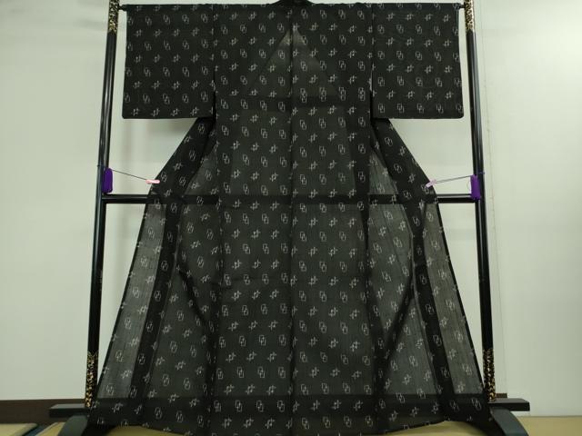 平和屋着物*極上 夏物 紗紬 絣柄 黒地 逸品 未使用 DZAA9944kh5