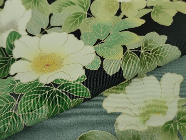 平和屋本店■極上 名門染元 秀美 十日町友禅 訪問着 草花文 藍鉄色地 暈し染め 逸品 未使用 DZAA9957kh5