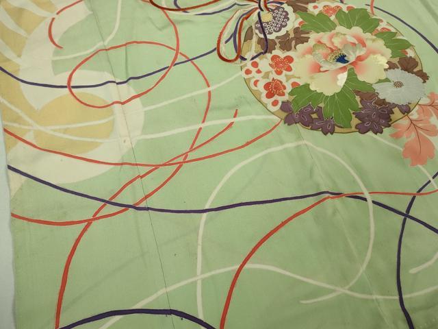 平和屋着物■極上 アンティーク 大正ロマン 七五三 女の子 7歳 祝着 刺繍 花薬玉 逸品 DZAA9980kh5