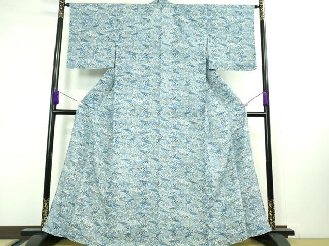 平和屋着物*極上 夏物 本藍 型絵染 小紋 絽 風景花文 逸品 DZAA9985kh5