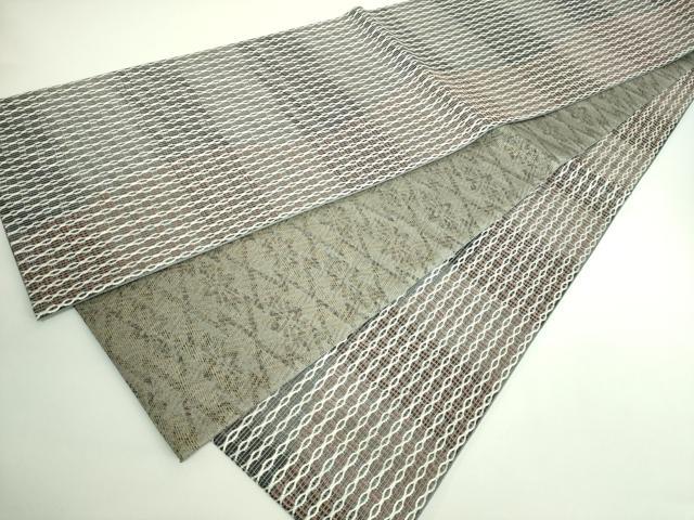 平和屋本店■極上 本場筑前博多織 両面 全通柄袋帯 縞 花菱文 金銀糸 岡野織物謹製 証紙付き 逸品 DZAB0039kh5