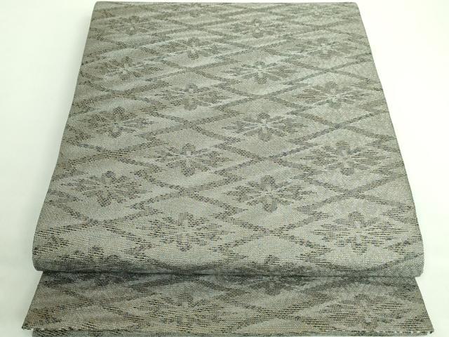 平和屋本店■極上 本場筑前博多織 両面 全通柄袋帯 縞 花菱文 金銀糸 岡野織物謹製 証紙付き 逸品 DZAB0039kh5