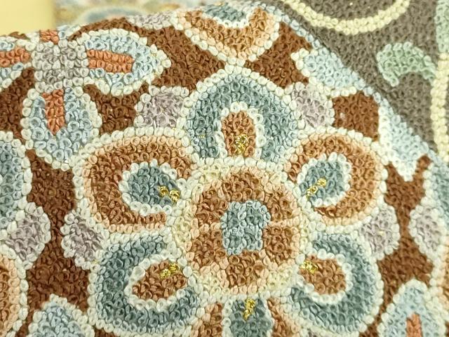 平和屋本店■最高級 中国三大刺繍 相良刺繍 総刺繍 袋帯 100万粒 総詰め 切嵌花唐草 金糸 逸品 DZAB0072kh5