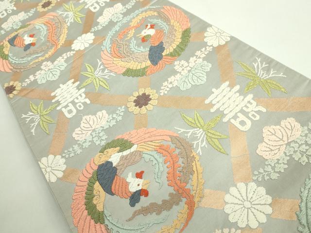 平和屋着物●極上 西陣 河合美術織物謹製 六通柄袋帯 唐織 能衣錦 鳳凰花文 逸品 DZAB0077kh5