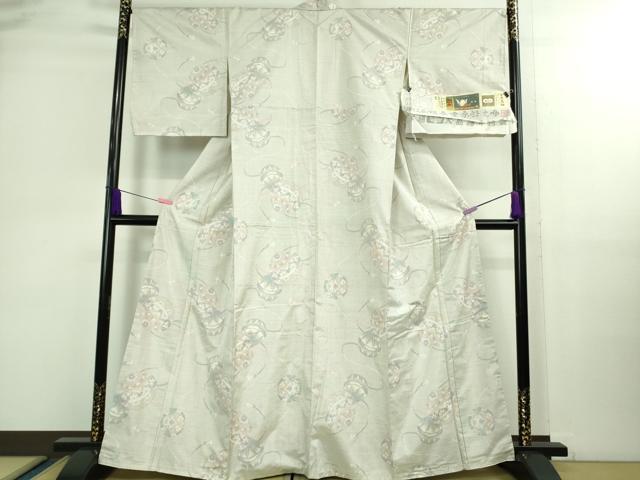 平和屋本店■極上 本場大島紬 白大島紬 桑原織物 二代目 桑原啓之介 片羽白絣 手毬 証紙付き 逸品 未使用 DZAB0118kh5