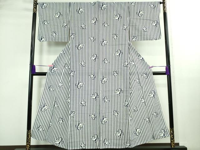 平和屋着物∴希少 夏物 浴衣 綿 黄桜 カッパ 河童 高島屋扱い 逸品 DZAB0131kh5