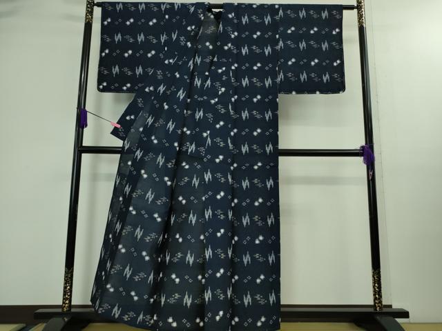 平和屋着物*極上 夏物 綿琉球 絣絵 留紺色地 逸品 未使用 DZAB0133kh5
