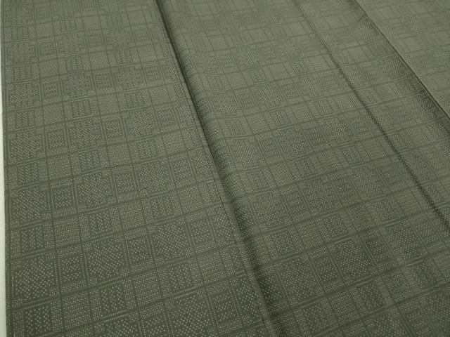 平和屋本店■極上 綿薩摩 東郷織物謹製 手織 160亀甲 格子 煤色地 逸品 未使用 DZAB0136kh5