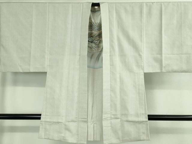 平和屋本店■極上 男性 本場大島紬 白大島 長羽織 羽裏・龍 逸品 DZAB0142kh5