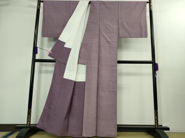 平和屋着物●極上 本場結城玉紬 結織苑 草木染 色無地 紅藤色 証紙付き 逸品 DZAB0159kh5