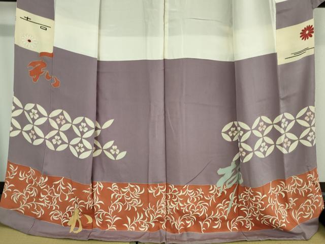 平和屋着物●極上 アンティーク 大正ロマン 色留袖 七宝花文 金銀彩 逸品 DZAB0160kh5