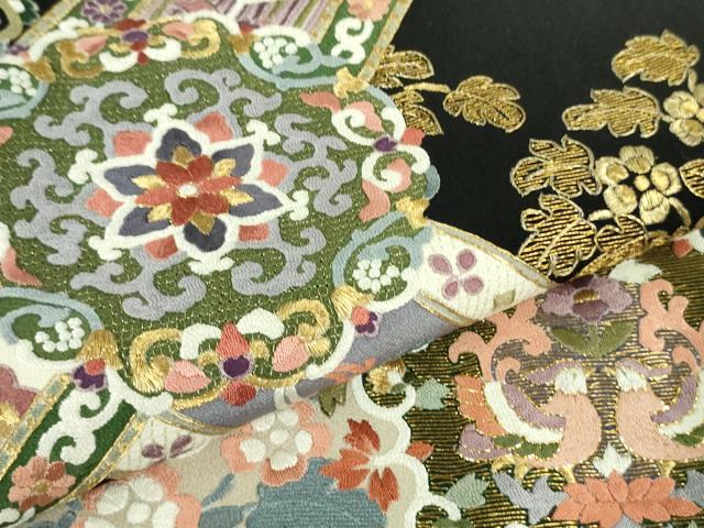 平和屋着物●極上 中国三大刺繍 蘇州刺繍 スワトウ刺繍 汕頭刺繍 黒留袖 ロング丈 正倉院草花文 金糸 逸品 未使用 DZAB0168kh5
