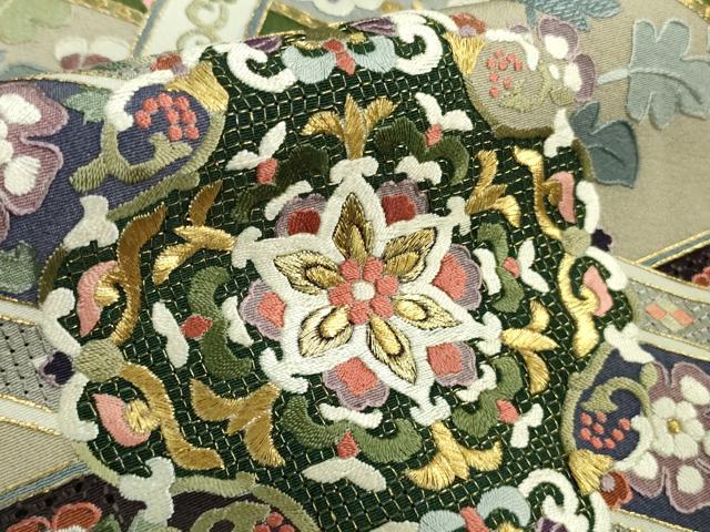 平和屋着物●極上 中国三大刺繍 蘇州刺繍 スワトウ刺繍 汕頭刺繍 黒留袖 ロング丈 正倉院草花文 金糸 逸品 未使用 DZAB0168kh5