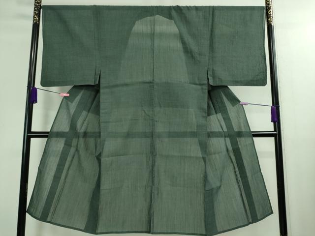 平和屋着物*極上 夏物 男性 本場小千谷ちぢみ 麻 色無地 豆がら茶色 逸品 DZAB0177kh5