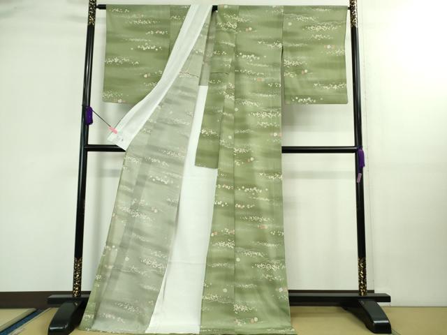 平和屋着物*極上 夏物 洗える最高級着物 <英>はなぶさ謹製 小紋 絽縮緬 箔散らし ロング丈 たとう紙付き 逸品 DZAB0187kh5