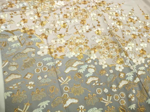 平和屋本店■極上 中国三大刺繍 相良刺繍 総刺繍 訪問着 宝尽くし 枝花文 淡紅藤色地 逸品 DZAB0188kh5