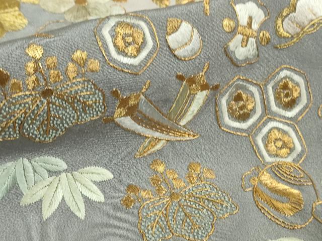 平和屋本店■極上 中国三大刺繍 相良刺繍 総刺繍 訪問着 宝尽くし 枝花文 淡紅藤色地 逸品 DZAB0188kh5