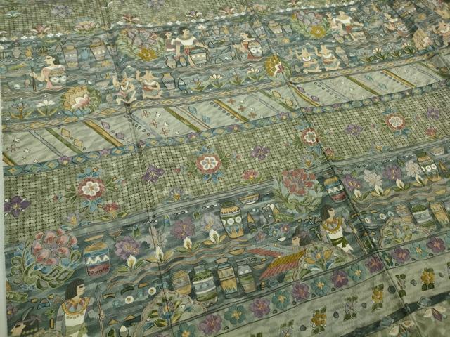 平和屋本店■極上 中国三大刺繍 スワトウ刺繍 汕頭刺繍 訪問着 エジプト壁画文様 金糸 逸品 DZAB0194kh5