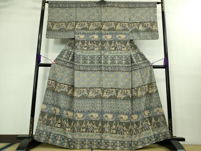 平和屋本店■極上 中国三大刺繍 スワトウ刺繍 汕頭刺繍 訪問着 エジプト壁画文様 逸品 DZAB0199kh5