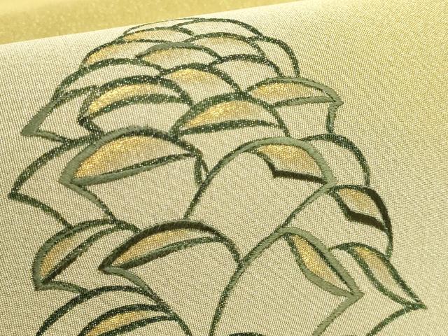 平和屋着物●極上 太鼓柄袋帯 作家物 刺繍 松ぼっくり 金彩 逸品 DZAB0202kh5