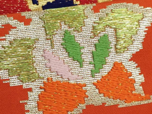 平和屋着物●最高級 龍村平蔵製 太鼓柄 本袋帯 モール昌花文 金銀糸 逸品 DZAB0203kh5