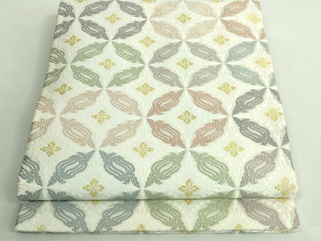 平和屋着物●極上 西陣 丸勇謹製 六通柄袋帯 有職唐織 鳥襷 逸品 DZAB0229kh5