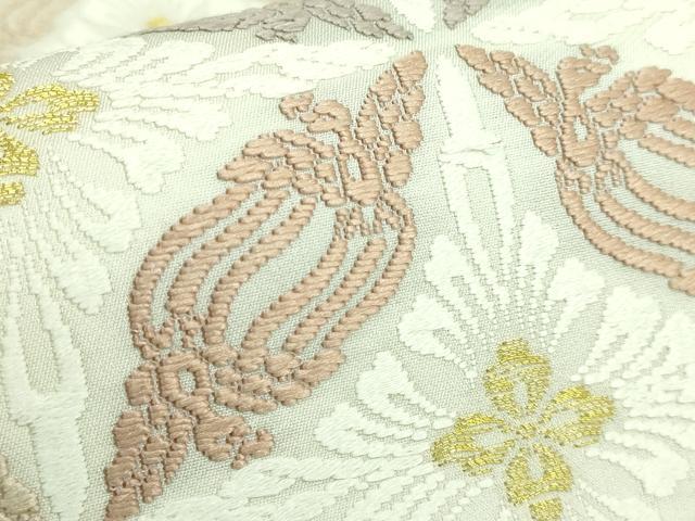 平和屋着物●極上 西陣 丸勇謹製 六通柄袋帯 有職唐織 鳥襷 逸品 DZAB0229kh5