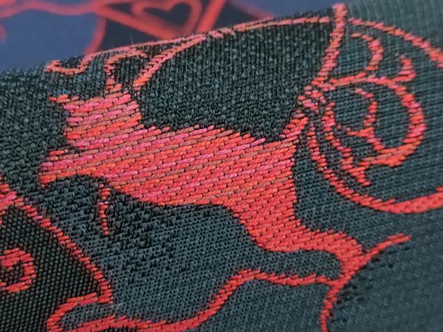 平和屋着物●極上 半幅帯 BANKAN わものや 猫 唐草 黒地 銀糸 逸品 DZAB0270kh5