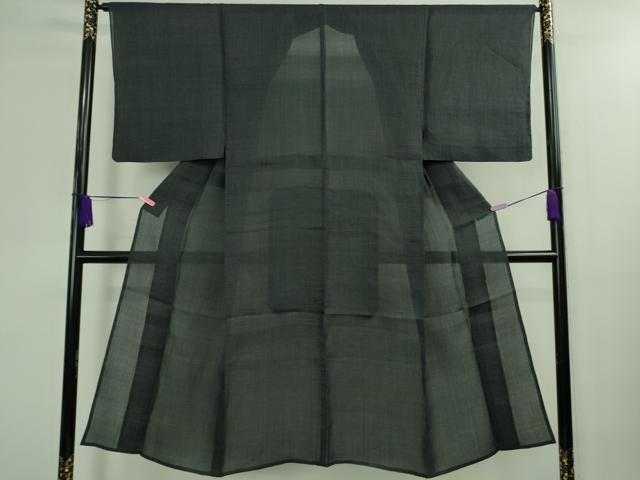 平和屋着物*極上 夏物 男性 石川県指定無形文化財 能登上布 本麻手織上布 100亀甲 総詰め 濃紺地 逸品 DZAB0315kh5