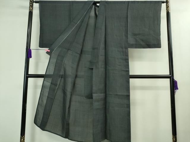 平和屋着物*極上 夏物 男性 石川県指定無形文化財 能登上布 本麻手織上布 100亀甲 総詰め 濃紺地 逸品 DZAB0315kh5