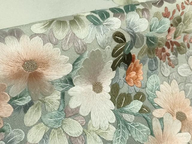 平和屋本店■極上 中国三大刺繍 蘇州刺繍 相良刺繍 総刺繍 訪問着 草花に小鳥 暈し染め 淡藤色地 逸品 DZAB0333kh5