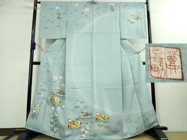 期間限定セール20%off●極上 人間国宝・羽田登喜男 訪問着 鴛鴦5羽 暈し染め 逸品 未使用 DZAB0334kh5