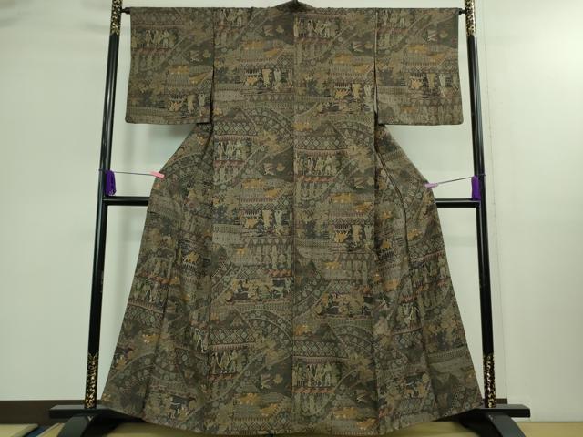 平和屋本店■極上 中国三大刺繍 スワトウ刺繍 汕頭刺繍 訪問着 エジプト壁画文様 逸品 DZAB0337kh5