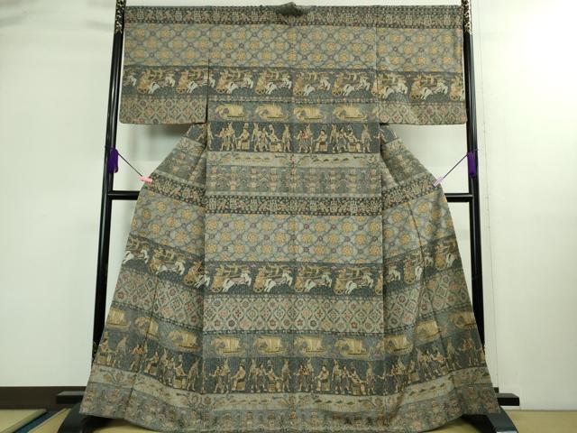 平和屋本店■極上 中国三大刺繍 スワトウ刺繍 汕頭刺繍 総刺繍 訪問着 エジプト壁画文様 金糸 小田急百貨店扱い 逸品 DZAB0338kh5