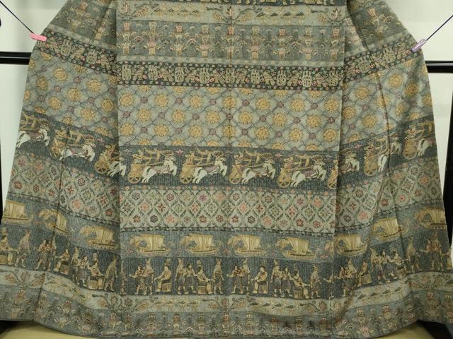 平和屋本店■極上 中国三大刺繍 スワトウ刺繍 汕頭刺繍 総刺繍 訪問着 エジプト壁画文様 金糸 小田急百貨店扱い 逸品 DZAB0338kh5