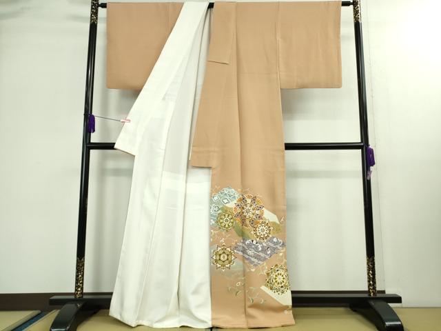 平和屋本店■極上 創業460年・千總 色留袖 駒刺繍 正倉院花文 淡香色 金彩 高島屋扱い 逸品 DZAB0343kh5
