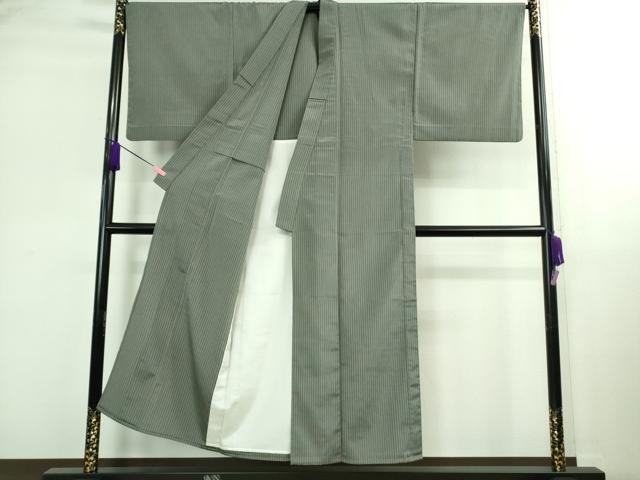 平和屋着物▽極上 男性 お召 単衣 縞 逸品 DZAB0352kh5
