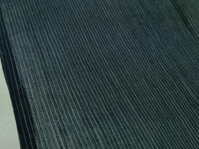 平和屋着物*極上 夏物 男性 本場小千谷ちぢみ 麻 縞 濃藍色 逸品 DZAB0354kh5