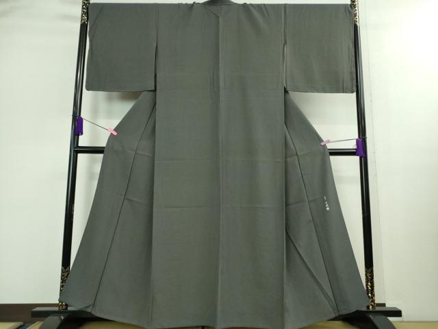 平和屋着物▽極上 染士:服部光擴 江戸小紋 単衣 極型小紋 角通し 墨色×鈍色 反端付き 逸品 未使用 DZAB0359kh5