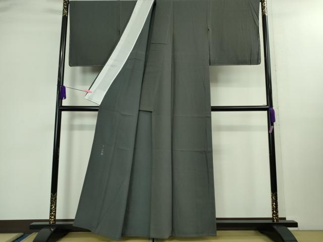 平和屋着物▽極上 染士:服部光擴 江戸小紋 単衣 極型小紋 角通し 墨色×鈍色 反端付き 逸品 未使用 DZAB0359kh5