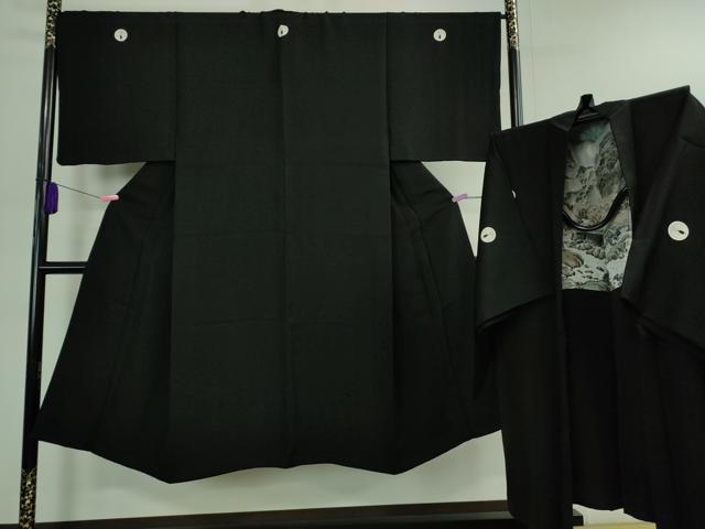 平和屋着物■極上 男性 黒紋付 長羽織セット 逸品 DZAB0392kh5